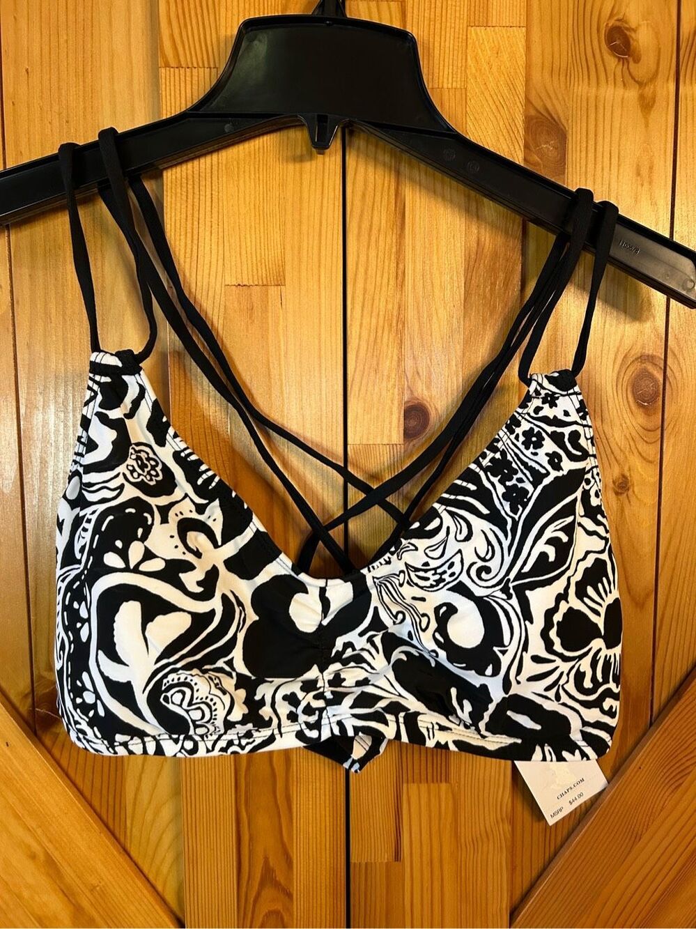 Chaps Swimsuit Top Size 16 nwt Black White (0822)